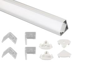 M7417  Tiras LED Strips 2m Corner Aluminium Profile With Diffuser 18 x 18mm Suitable For Tiras LED Strips White